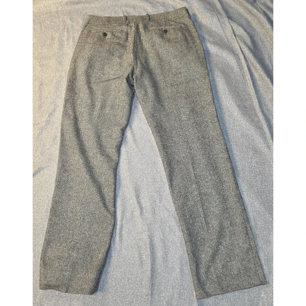 Banana Republic Mens 33x32 Pants Vintage Straight Gray Herringbone Wool Trousers